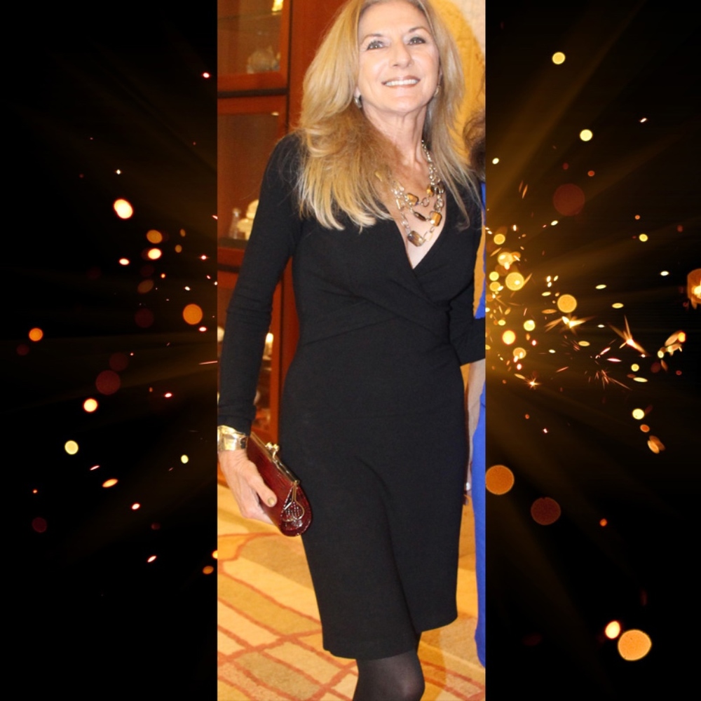 H&M LBD with deep V neckline and long sleeves